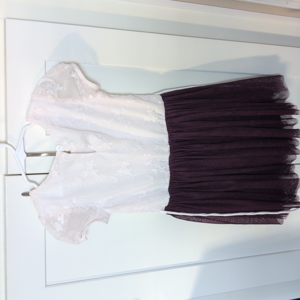 Lily Bleu White and Purple Lace Kids Dress